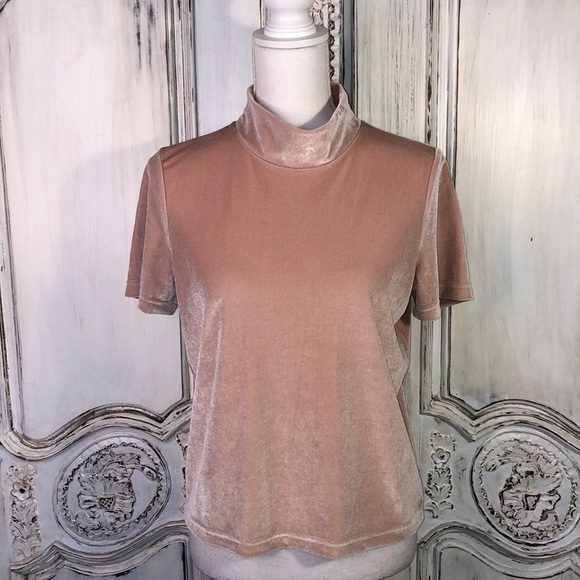 MADEWELL Soft Dusty Blush Mock Turtleneck Short Sleeve Valor Pullover Top Size S - Picture 1 of 9